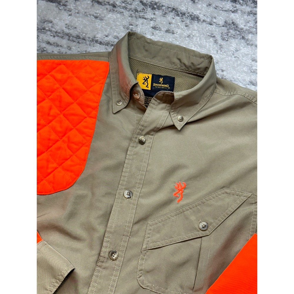 Browning Shooting‎ Shirt Mens Small Orange Button Down